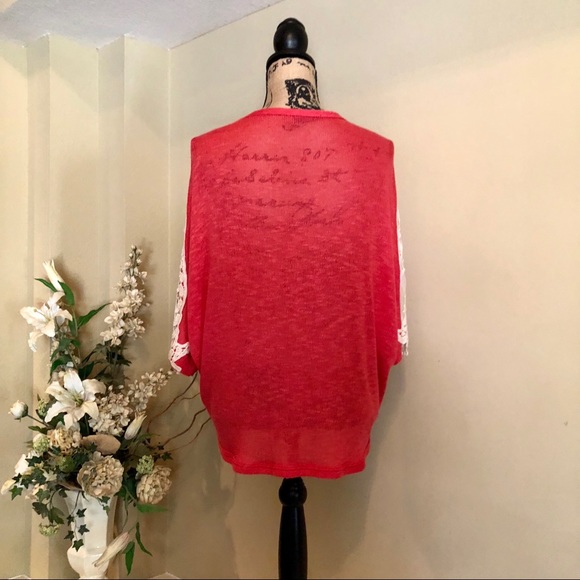 ~OnTwelfth~ pink cardigan with lace on sleeves. - Picture 5 of 5